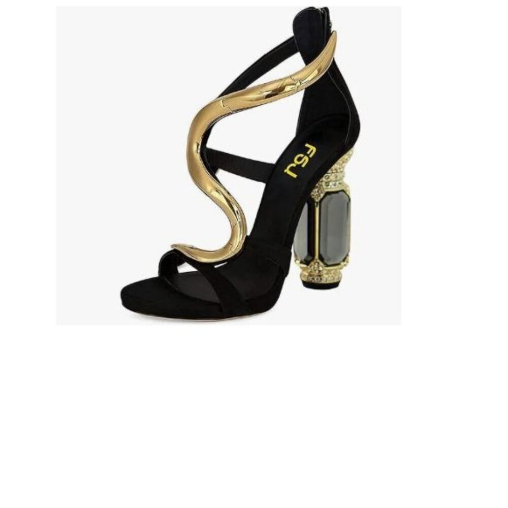 FSJ Women Open Toe Stylish Sandal Ankle Strap Chunky Block High Thick Heels
